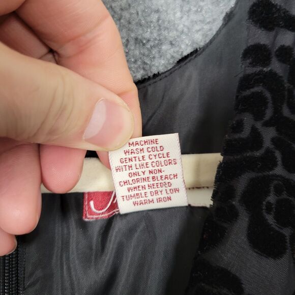 JM COLLECTION Black Burnout Velvet Babydoll Whimisigoth Long Maxi Dress SIZE 14 - Picture 13 of 13